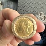 British 1883 Half Sovereign set in 9ct gold signet ring