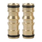 Solid Brass Double Male Hose End Connectors for Quick Hose Connections 2 Pack