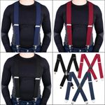 MENS RIDER BRACES X SHAPE HEAVY DUTY WIDE STRONG CLIPS ELASTIC SUSPENDERS