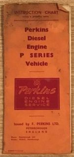 PERKINS P SERIES DIESEL ENGINE Instruction Chart c1951 #5118/5187/151/10M/23521