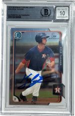 KYLE TUCKER SIGNED 2015 BOWMAN CHROME DRAFT RC CARD #75 BECKETT BAS AUTO 10 2