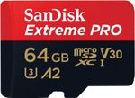 SanDisk 64GB Extreme PRO microSDXC card + SD adapter + RescuePro Deluxe,upto 200