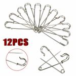 12pcs Large 70mm Safety Pin - Heavy Duty Stainles Steel Big Jumbo Blanket Craft