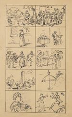 Picture sequence of 10 scenes with lovers, feather comic unknown (19th century)