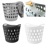 30L Flexible Plastic Laundry Washing Basket Handles Bin Clothe Storage Hamper UK