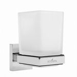 EcoSpa Frosted Glass Tumbler & Toothbrush Holder Wall Mounted Bathroom Accessory