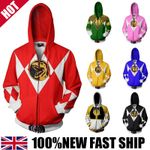 Power Rangers Hooded Costume Sweatshirt Adult Cosplay Hoodie for Halloween Wear