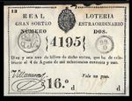 RARE Lottery ticket from the Spanish Caribbean Colony -Collectibles, 1841