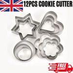 12 Pcs Cookie Cutter Stainless Steel Biscuit Mould Pastry Baking Cake DIY Decors