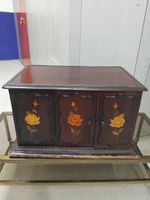 antique gramophone cabinet with bird and floral marquetry panels stento london.