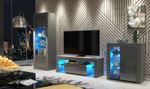 Living Room Furniture | Grey Gloss Doors | TV Unit & Display Cabinet | Free LED