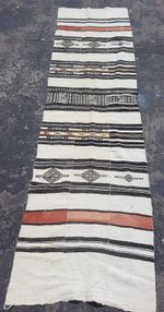 Vintage Handmade Traditional Fulani Striped Kilim Floor Rug Carpet 241x65 cm