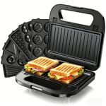 SUPERLEX Snack Maker 6-in-1 Sandwich Toaster Waffle Maker Grill Panini Press SS