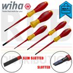 WIHA Slotted Electricians Screwdrivers Insulated VDE Slim Fit SoftFinish 1000v