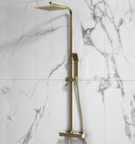 Brushed Brass  Square Bar Mixer Shower with Shower Kit and Fixed Head