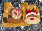 Christmas Reindeer toilet set cover and matching pedestal mat
