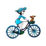 Art Deco Style Enamel Crystal Blue Bicycle Girl Brooch Badge Pin Gift