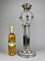 RARE ANTIQUE HINKS, HUKIN & HEATH SILVER PLATED & CUT GLASS OIL PARAFFIN LAMP