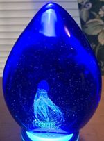 Oggetti Artist Signed Murano Italy Art Glass Undersea Octopus Cobalt Paperweight