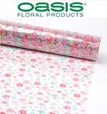 80cm Wide Cellophane Pink Floral Film Roll Gift Wrap Scattered Flowers Celophane