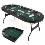 Foldable Poker Table 8 Player 182CM Oval Deep Portable Card Board Game Table