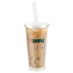 24oz Reusable Clear Bubble Tumbler Cup With Straw Cold Cup Drink Tea Mug 500ml