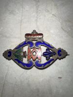 Antique Marian Devotional Brooch Crowned M Enamel Catholic Badge c1900