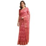 Women's Printed Zari Border Cotton Silk Saree With Unstitched Blouse Piece