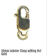 9ct Gold 10mm Lobster Clasp with Ring