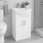 550mm Bathroom Cloakroom Vanity Unit Basin Sink Soft Close Double Door