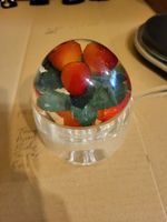 Vintage Lucite Acrylic Strawberry Jam Preserve Pot. Dome Shape Lid. With Spoon.