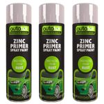 AutoTek Zinc Primer Multi-Purpose Aerosol Spray Paint 500ml x3
