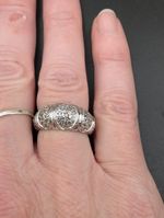 Vintage Mid Century Modern 925 CZ Domed Band Ring Size 6