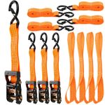 4Pcs Ratchet Tie Down Straps Recovery Transport Trailer with Safety S Hooks UK