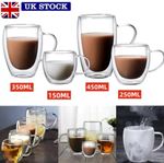 Double Wall Insulated Glass Coffee Glass Mug Tea Cup With Handle 150/250/350/450
