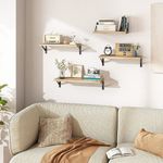 4Pcs/set Floating Shelves Wall Mounted Storage Rack Wooden Display Stand Vintage