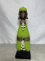 Namji african fertility doll hand carved wood w/ beads 10" X 3" X 2" ,
