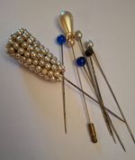 7 Vintage Hat Pins Assorted Lot, various conditions