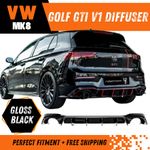 Vw Golf Mk8 GTI V1 Rear Diffuser Manhart Style Gloss Black, UK Free Shipping