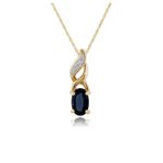 Classic Oval Sapphire & Diamond Pendant in 9ct Yellow Gold