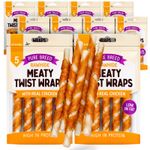 50pk Dog Chews Treats Rawhide Twists Sticks Wrapped in Chicken Meat Healthy Food