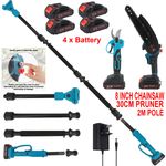 Telescopic Pole Chainsaw Long Reach Electric Tree Pruner Trimmer Branch Cutter