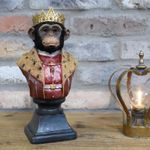 Monkey Ornament Bust King Crown Royal Chimp Resin Statue Quirky Home Decor