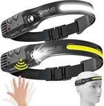 RECHARGEABLE 230°  COB LED Head Torch/Headlamp with Sensor for Running, Camping