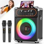 Karaoke Bluetooth Speaker Machine With 2 Wireless Microphones Speaker Portable 
