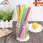 Multicoloured 12mm Wide Straight Jumbo Straws For Bubble Tea Etc 260mm Long UK