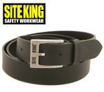 SITE KING Mens Black Genuine Leather Belt Belts - JEANS TROUSER WORK BUCKLE