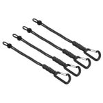 4Pcs Paracord Braided KeyChains with Clip Adjustable Lanyard Black