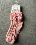 Soft Touch Girls Rose Pink Ribbed Ankle Socks Bow 6-12 Months UK 0-2.5 1pr