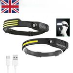 1~ 2PCS Head Torch lamp COB LED USB Rechargeable Headlight Work Light Head Band